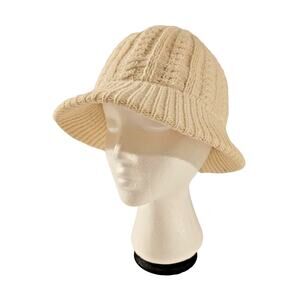 70s vintage Womens ARIS Knit Bucket Hat‎ Cream Light Academia Coquette